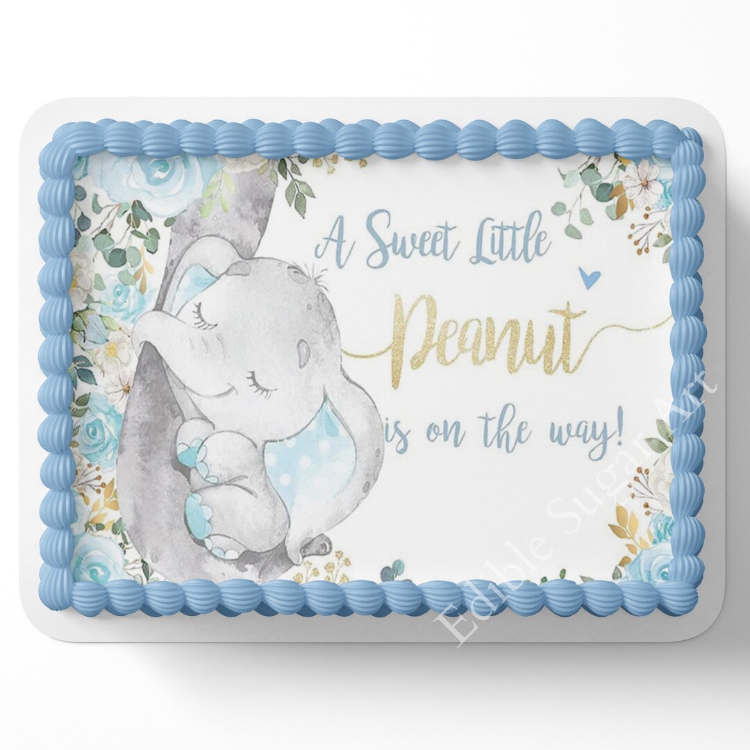 Elephant Baby Shower Cake Topper Safari Baby Shower Sheet